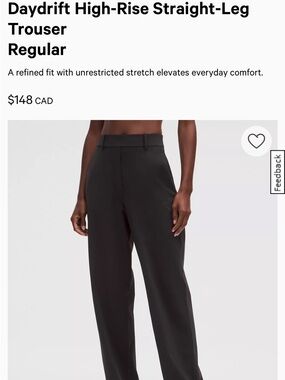 lululemon athletica Daydrift High-Rise Straight-Leg Trousers — Black